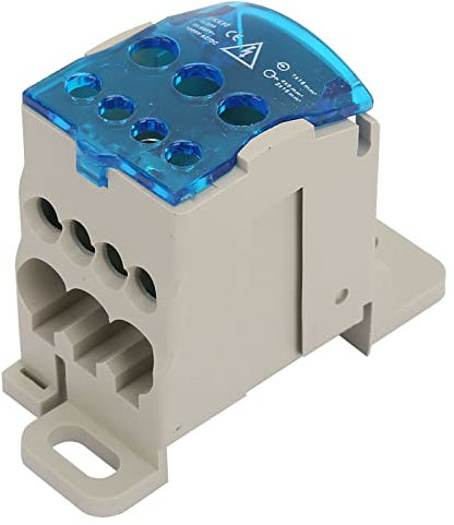 DIN Rail Mount Power Junction Box 80A Copper Terminal Block Distribution Board Nylon Flame Retardant Electrical Enclosure