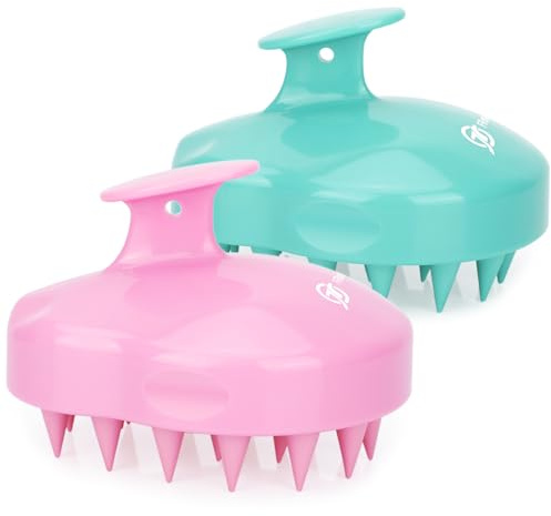 FREATECH Scalp Massager Hair Growth, 2-Pack Shampoo Brush Hair Scrubber Scalp Exfoliator Dandruff Comb with Soft Silicone Bristles for Scalp Scrub and Head Massage, Wet & Dry for Men Women Kids