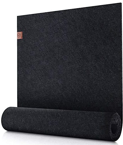 Sidorenko moderner Tischläufer aus Filz anthrazit - 150x40cm - Abwaschbare Tischdecke mit Leder Label - Skandinavischer Tischband Deko - Tisch Filzläufer für draußen - grau