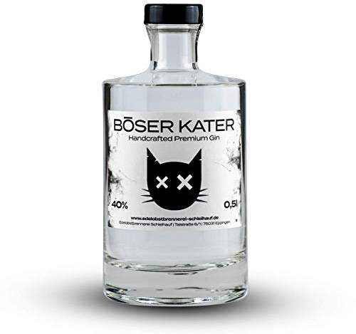 BÖSER KATER Premium Gin | Mit Holunderblüten & Cranberries 0,5l | Für spannende Gin Tonic Cocktails | Die perfekte Geschenkidee | Handgemacht mit kleiner Auflage 40% Vol