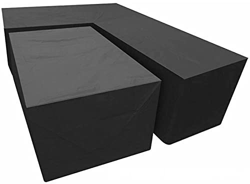 IQOAIJ Abdeckung für Gartenmöbel L-Form Schutzhülle für Lounge Sofa Ecke Gartensofa Staubschutzhaube, Wasserdicht Loungemöbel Abdeckhaube für L-Form Sofas,300x300x98cm/155x95x68cm