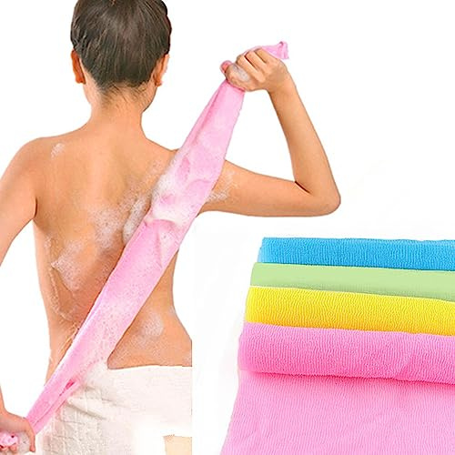 VIKSAUN 4 Stücke Peeling-Badetuch Nylon Japanische Peeling Körper Dusche Exfoliating Waschlappen Schwämme Badeschwamm Sauberes und klares Peeling für Herren und Damen Täglicher Gebrauch(4 pcs)