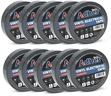 Isolierband 10er Pack, 19 mm x 20 m, VDE Geprüfte Sicherheit, hitzebeständig, Zum Isolieren, Reparieren und Bündeln,PVC,self Adhesive isolation tape, Schwarz