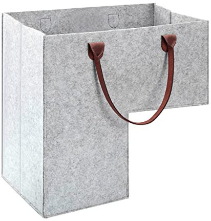 Veciado Treppen Korb mit Leder Griffen, Interne UnterstüTzung für 16 Treppen, Organizer, Zusammenklappbarer Filz Korb ()