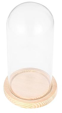 VICASKY Transparente Glasabdeckung Mit Blumenmotiv Handgefertigt Holzsockel Für Mikrolandschaften Und Diy-blumenarrangements Rutschfester Boden Platzsparende Aufbewahrung