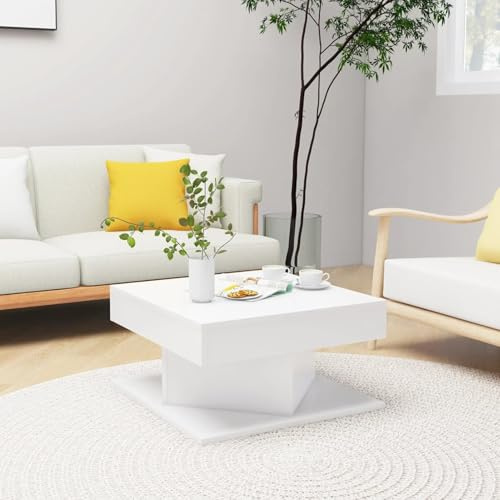 Gecheer Table basse moderne, carrée, en aggloméré, blanc, 57 x 57 x 30 cm, pour salon et canapé