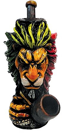 Rasta Scar Lion Head Figurine - Handmade Reggae Animal Art Natural Coconut Bowl Nature Gifts for Smokers
