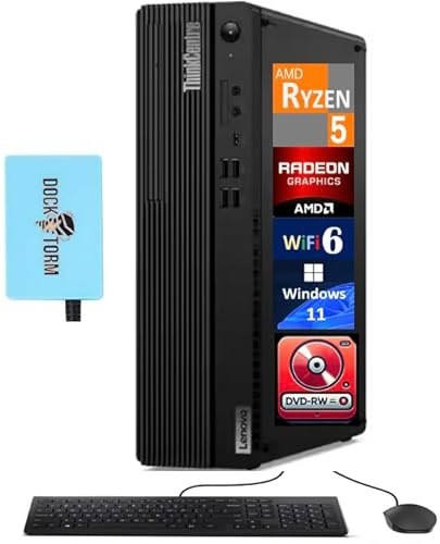 Lenovo ThinkCentre M75s SFF Ordinateur de bureau professionnel (AMD Ryzen 5 Pro 5650G, 16 Go DDR4, SSD PCIe 512 Go, DVD-R/W, WiFi 6, 2 DP, RJ-45, Win11P) avec extension de port USB DKZ