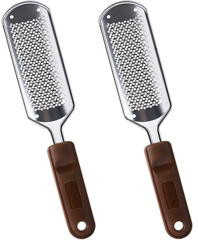 2 lime per piedi in acciaio inox, per rimuovere i piedi incrostati, pelle morta, cura dei piedi, adatte per uomini e donne, adatte per piedi incrostati e screpolati (argento)