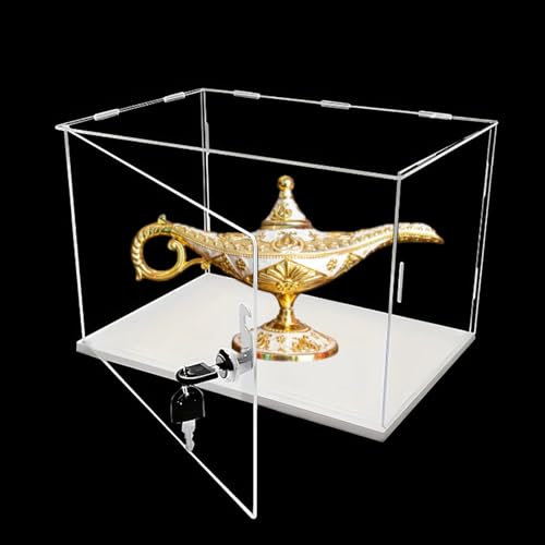 Acryl Vitrine Durchsichtige Acrylvitrine für Sammlerstücke, Sicherheitswürfelförmige Thekenbox Zum Zusammenbauen Von Vitrinen mit Weißem Sockel, 3 Mm Dicke Boxen, Alternatives Glas(W20cm(8)xD20cm(8)