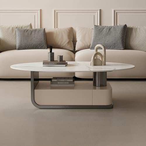 STCERY Couchtisch, Moderner Couchtisch Wohnzimmetisch, Moderner Akzent, Couchtisch mit Schublade Lagerung, Kaffeetisch mit Metallrahmen, für Wohnzimmer, Balkon und Büro(Black)