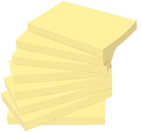 NOTEZMATE 12 Stück Gelbe Haftnotizen 7,6x12,7cm Sticky Notes, Groß selbstklebende Notizen, Super Starke Klebkraft, Recycelbare für Büro, Schule und Zuhause, 100 Blätter/Block,1200 Blätter Gesamt