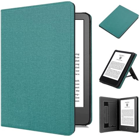 TOKILO Hülle für eReader 6 11th Gen, 2024/2022 Release, Auto Wake/Sleep Handschlaufe Faltbarer Stand Kartensteckplatz, inkompatibel mit Samsung 6 eReader, Grün Blau