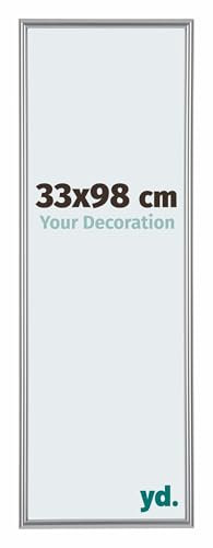 yd. Your Decoration - Puzzlerahmen 33x98 cm - Silber Hochglanz - Puzzlerahmen 500-1000 Teile - Kunststoff Bilderrahmen - Annecy