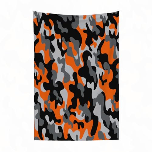 EYLOZS Kuscheldecke flauschig & super weich - hochwertige Fleecedecke auch als Wohndecke,Sofadecke & Wohnzimmer geeignet,Oranges Camouflage-Muster100x130cm