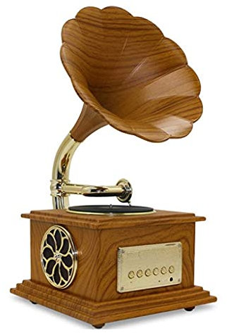 Tourne-disques rétro, Look phonographe rétro, Platine Vinyle en Bois à 3 Vitesses et convertisseur CD en MP3 avec Parole stéréo
