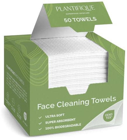 PLANTIFIQUE Asciugamani Monouso Pulizia Viso | Usa e Getta XL 25x30 cm | Salviette Struccanti 100% Viscosa Biodegradabile | Cura Pelle Donne | Kit Skincare Completo | 50 Pezzi