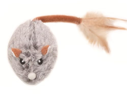 dijiusidy Katzenspielzeug Maus Elektrisch, Interaktives Katzenspielzeug Maus mit Federschwanz, USB-Aufladung, Ferngesteuerte Maus für Katzen (Dunkelgrau)