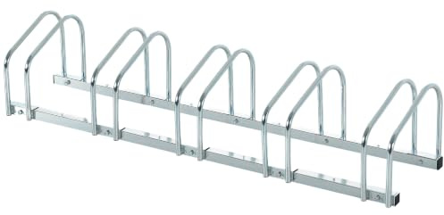 HOMCOM Fahrradständer Radständer Mehrfachständer Aufstellständer Fahrrad Ständer wetterfest langlebig Boden- und Wandmontage Stahl bis 5 Fahrräder Silber 145 x 33 x 27 cm