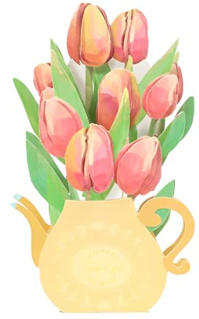 OHREN Gefaltete Blumen-Grußkarte, Papier, Muttertag, Geburtstagskarte, besondere 3D-Pop-up-Karte, Geburtstagsgeschenk für Mama (Tulpen)