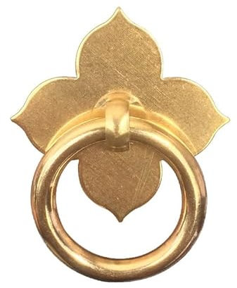 Haustür Türklopfer,Türklopfer Schubladengriffe und Knöpfe for Küchentüren aus Messing, Blattform, Schrank mit Schrauben, antike Möbel(Golden)