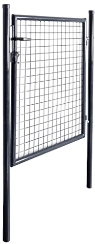 Verzinktes Mesh-Gartentor aus Stahl 85,5x100 cm grau - Langlebiges Gartenzaun Tor für sichere Absperrung - Ideal für Garten, Terrasse und Einfahrt