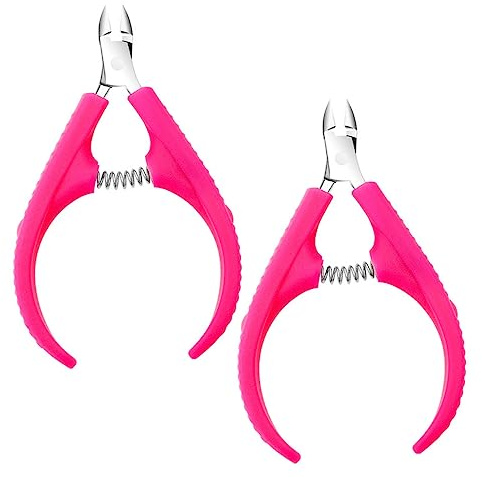 Gatuida Alicates para Cutículas para Cuidado de Uñas para Manicura y Pedicura Recortador Profesional de Acero Inoxidable y Plástico Resorte Pack de 2 Piezas