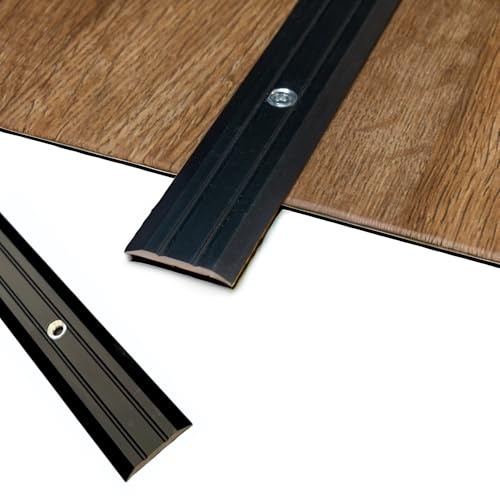 Grandismo® Vinyl Cover Strip Standard 3ft / 0.9metres / 90cm / 90mm Length Screw-Down Vinyl to Vinyl Metal Threshold Trim - Black