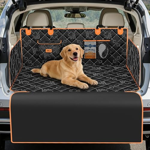 Hundskydd Bil 5-Lager Vattentätt Universal Bagagerumsskydd Hund Halkskydd Bilhundskydd Sid- & Kofångarskydd Repigt Lätt Rengöra Smutsavvisande för SUV/Kombi 198x105x36cm