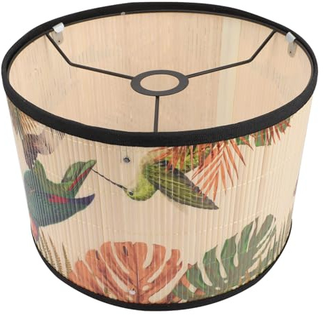 Paralume in Bambù per Lampada E27 Stile Retrò Elegante | Ferro, Finitura Testurizzata Chic, Schermatura Luminosa Soffusa, Copertura per Sospensione
