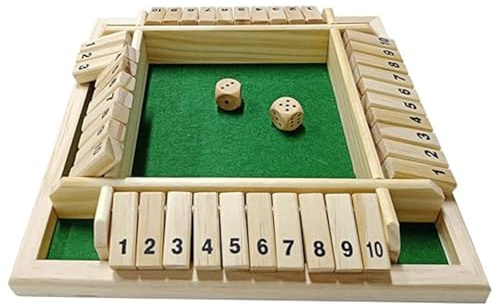 Gioco da tavolo in legno, 4 giocatori Shut The Box Gioco di dadi in legno, Matematica Board Gioco di dadi Viaggi 4 Giocatori Great Family Gioco da tavolo Vacanze divertente