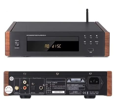 Lecteur CD Hi-FI sans Perte, Sortie numérique Optique/coaxiale, Platine Vinyle Audiophile pour système Audio Domestique, Compatible avec CD, MP3, WMA, CDR, RW et USB,Black