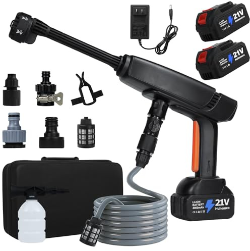 Huhomco Battery Powered Pressure Wassher Cordless; 1500PSI, Dual 4.0Ah Batteries
