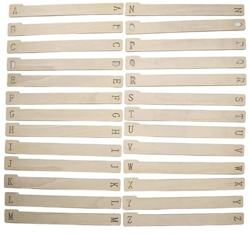 Pestañas organizadoras de discos – 26 piezas de almacenamiento de madera | Separadores del alfabeto de registro | para estante vertical horizontal, álbum, medios, marcapáginas, entusiastas de la