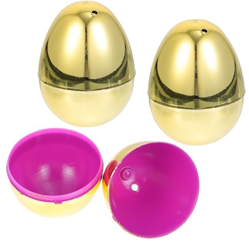 WEKAMOS Caja de 10 Huevos de Pascua Dorados de Plástico, Decoración Ligera para Fiesta y Hogar, Juguetes Sorpresa Multiusos para Regalos y Dulces, Adornos Creativos para Pascua