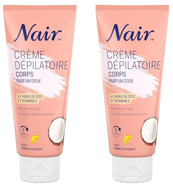 Nair Crème Dépilatoire Corps - A l'Huile de coco et Vitamine E - 2x100ml | Peau douce et lisse - Parfum agréable - Epilation rapide - Facile à appliquer et à rincer- Testé dermatologiquement