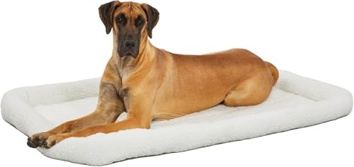 MidWest Homes for Pets QuietTime Giant Dog Bed – White Fleece Bolster, Ultra-Soft and Machine Washable, Fits 137 cm Crates and Carriers, for XXL Breed Dogs