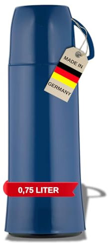Helios Elegance Thermoskanne Taubenblau 0,75L – 6h Heiß - Hält Getränke heiß & kalt - Robustes Design Ideal für unterwegs