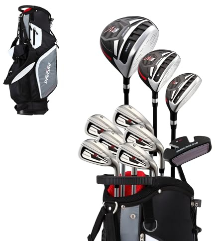 Precise M5 Men’s Golf Set – 460cc Driver, Wood, Hybrid, 5-PW Irons, Putter, Stand Bag, 3 Headcovers – Left Hand