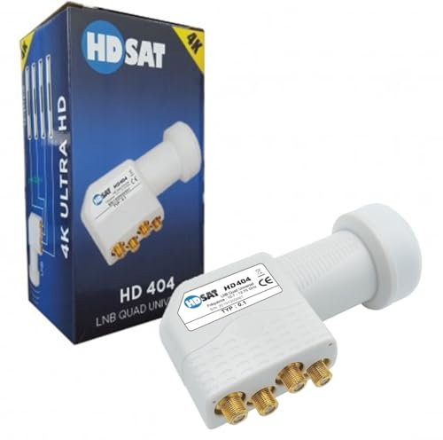 HDSAT HD404 LNB Quad Full HD 4K Testa Parabola 4 uscite 0,1 Db Guadagno 70 Db !