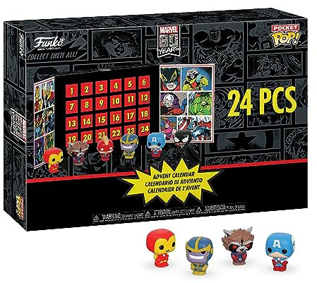 Funko Advent Calendar: Marvel 24pc - Iron Man - (Pocket POP!) - Marvel Comics - Calendario De Adviento - 24 Días De Sorpresas - Figura Miniatura Coleccionable - Caja Misteriosa - Idea De Regalo