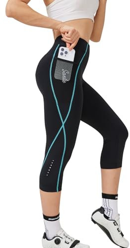 Santic Fahrradhose Damen Gepolstert 3/4 Radhose Polster Radlerhose Sitzpolster