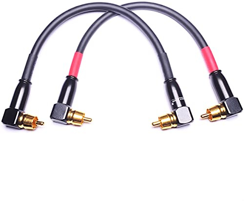 CNCESS CESS-137-1f Right Angle RCA Preamp Jumpers Male to Male Patch Cable, 2 Pack (1 Foot)