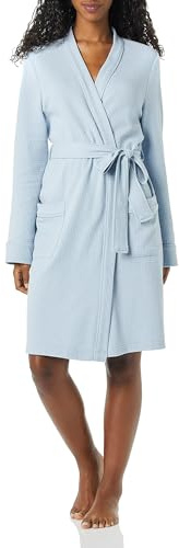 Amazon Essentials Women's Lightweight Waffle Mid-Length Robe, Dusty Blue, X-Large