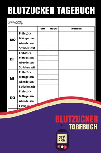 Blutzucker Tagebuch: Diabetiker Tagebuch für Diabetes-Patienten | Übersichtlich für Diabetiker | 53 Wochen .