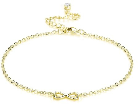 Philip Jones 18k Gold Plated Infinity Anklet Created with Zircondia® Crystals