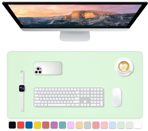 Dapesuom Large Gaming Mouse Pad, Extended Mouse Mat with Stitched Edges, Full Size Keyboard Pad with Non-Slip Base, Big XXL Computer Desk Mats for Gamer, Laptop, Office, 31.5 x 15.7in, Lake Green