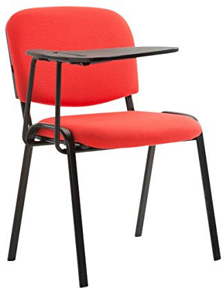 TPFLiving Besucherstuhl Keen Konferenzstuhl mit Klapptisch und Stoffbezug I Seminarstuhl mit Robustem Metallgestell und Gepolsterter Rückenlehne/Sitzfläche, Farbe: Rot