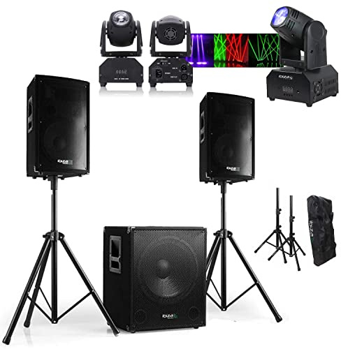 Ibiza Sound Light Pack Sono 2000W Ibiza Sound - Caisson 800W - 2 Enceintes 600W - 1 Lyre Beam DMX RVBB LMH250-RC - Mariage - Evènement - Fête