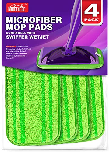 HOMEXCEL Mikrofaser-Wischmopp-Pads, kompatibel mit Swiffer Wet Jet, wiederverwendbare und maschinenwaschbare Boden-Pad-Nachfüllungen, Wischkopf-Ersatz für Multi-Oberflächen-Nass- und Trockenreinigung,